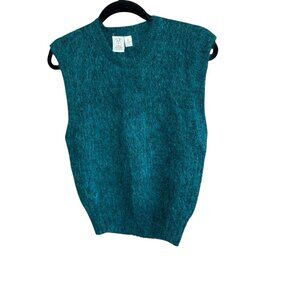 J. G. Hook Vintage 90s Teal Green Mohair Wool Blend Crewneck Vest Size Medium